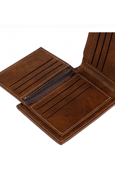 Portofel pliabil din piele ecologica, maro, 13x10 cm [2]