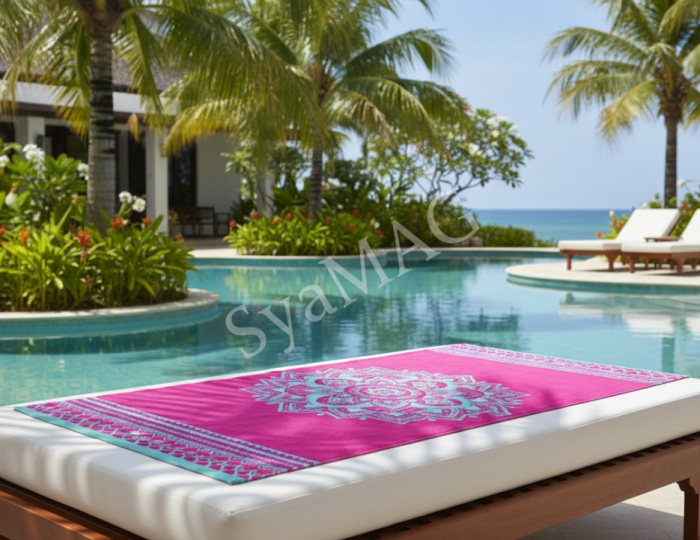 Prosop de plaja, din bumbac, model mandala, fucsia, 150x75 cm [4]