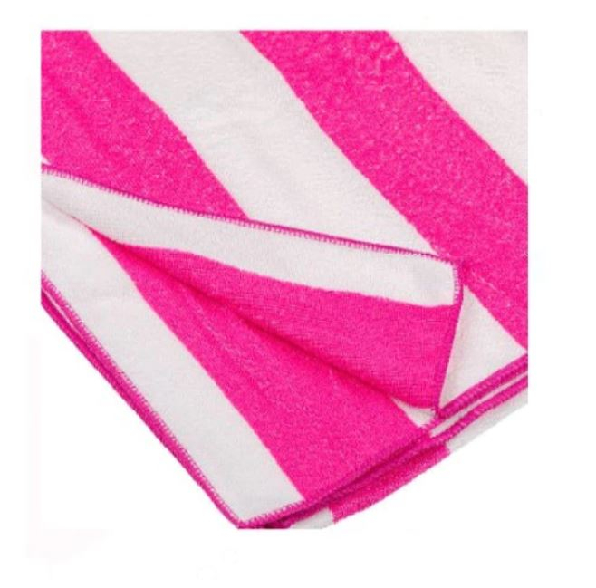 Prosop de plaja pufos, din microfibra cu dungi fucsia, 150x75 cm [4]