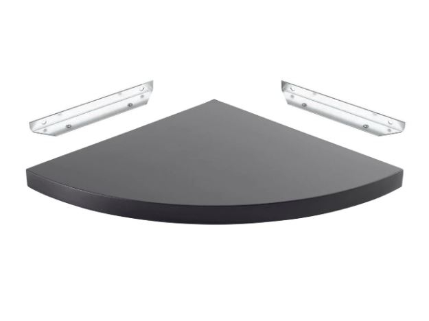 Raft de colt cu suport fixare ascuns, MDF negru, 25x25 cm [4]