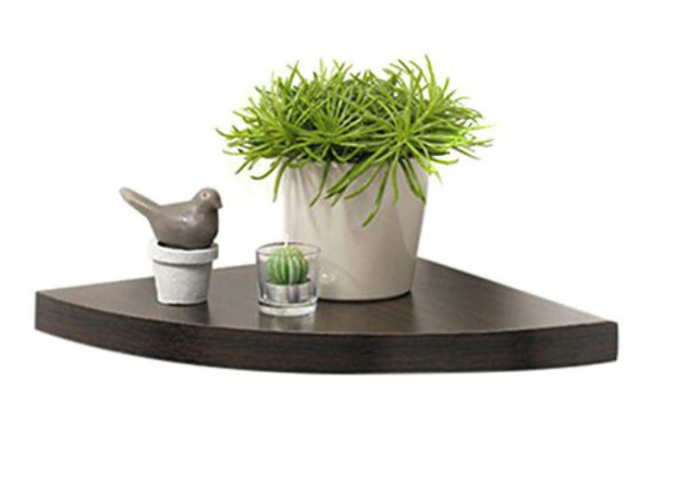 Raft de colt cu suport fixare ascuns, MDF negru, 25x25 cm [2]