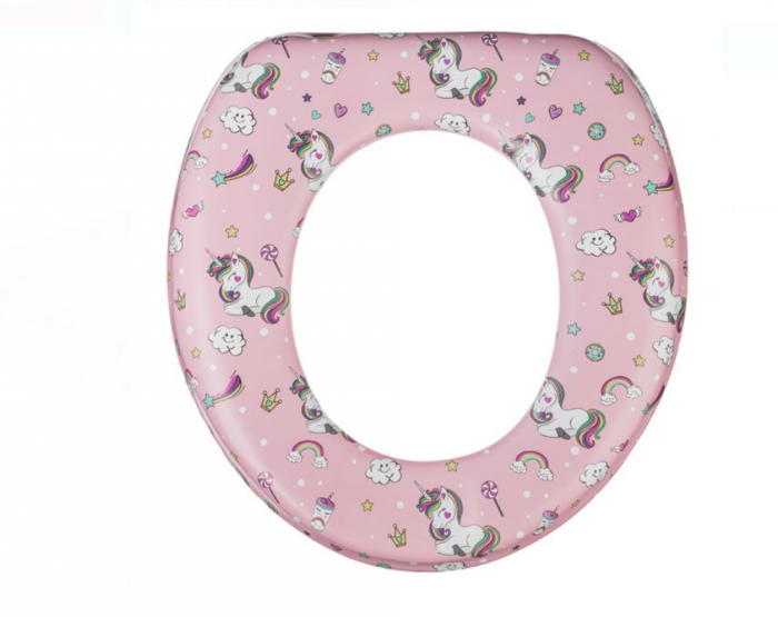 Reductor WC roz cu unicorni pentru copii - 29x27cm [2]