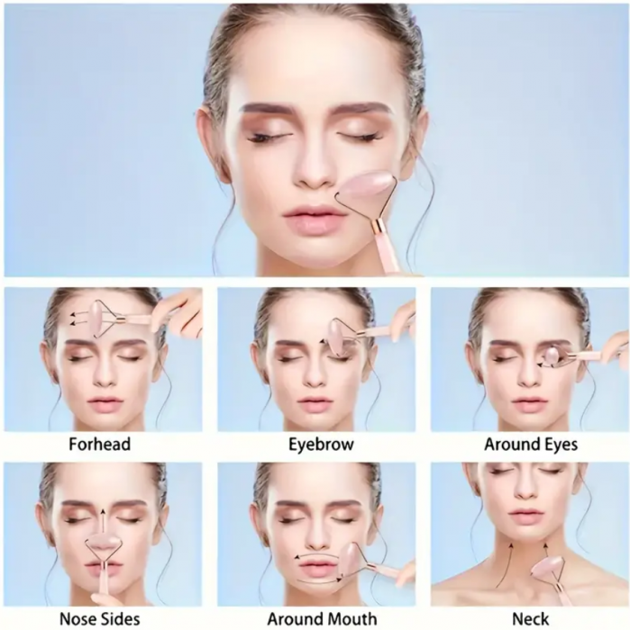 Rola dubla pentru masaj facial, cu piatra de Quart [4]