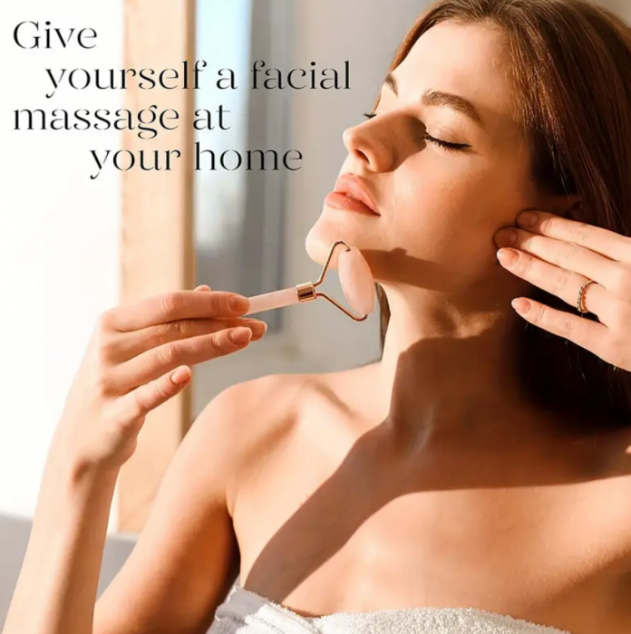 Rola dubla pentru masaj facial, cu piatra de Quart [5]