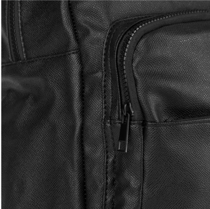 Rucsac negru mat, piele eco, 30x13x46 cm [2]