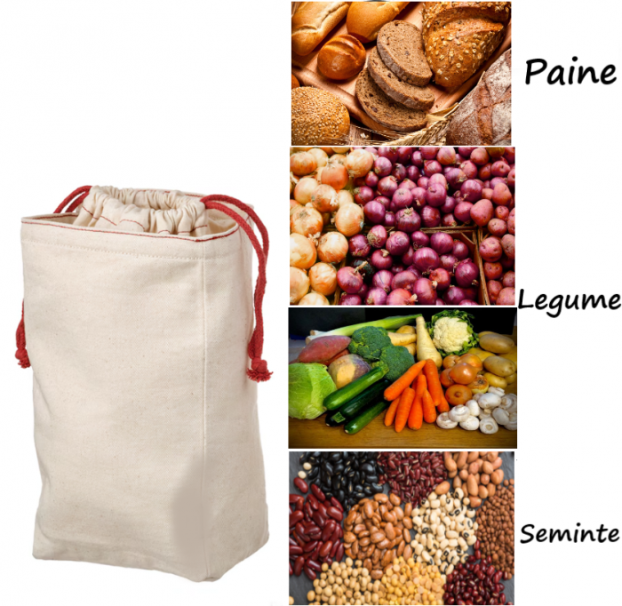 Saculet din bumbac, pentru paine, legume si seminte, 3.3 Litri [1]