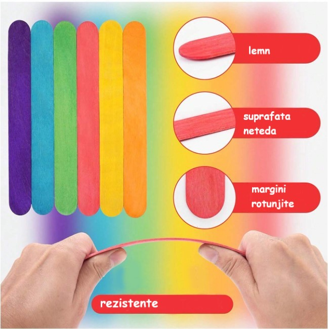 Set 100 betisoare pentru creatii, educationale, colorate, 11 cm [3]