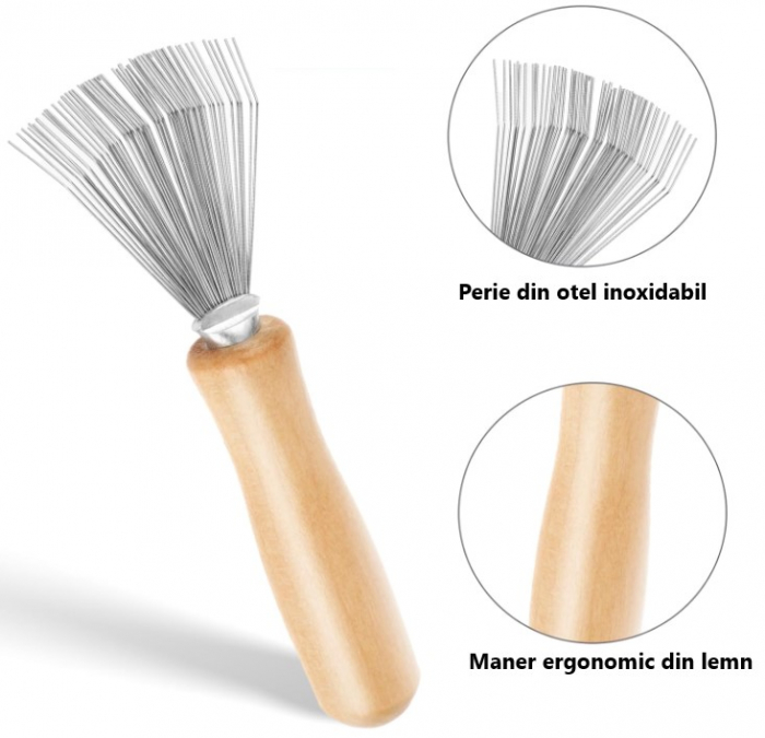 Set 2 accesorii de curatare peria de par, otel inoxidabil/lemn, 11 cm [3]