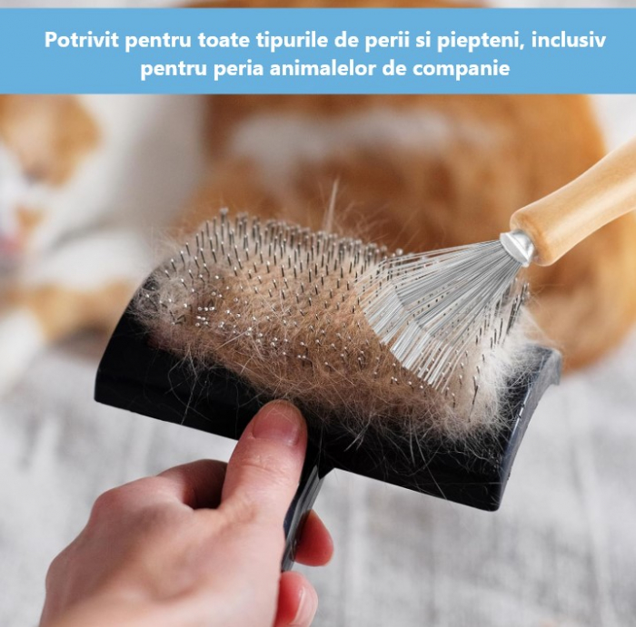 Set 2 accesorii de curatare peria de par, otel inoxidabil/lemn, 11 cm [2]