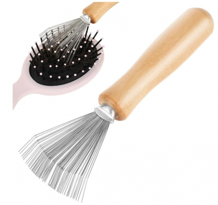 Set 2 accesorii de curatare peria de par, otel inoxidabil/lemn, 11 cm [5]