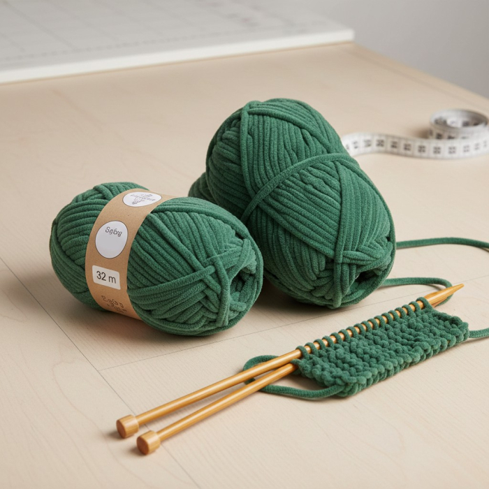 Set 2 buc ghem cu fir de tricotat moale si catifelat, verde, poliester, lungime 32 m/ghem [4]