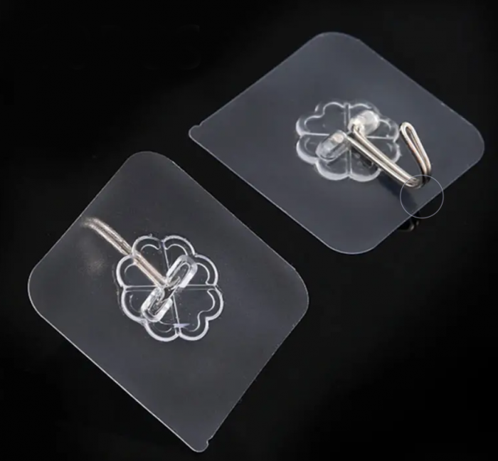 Set 2 cuiere autocolante, transparente, model floare, 6x6 cm [6]