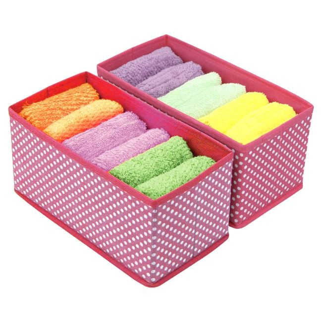 Set 2 cutii de depozitare cu imprimeu buline albe, 28 x 14 x 13.5 cm [1]