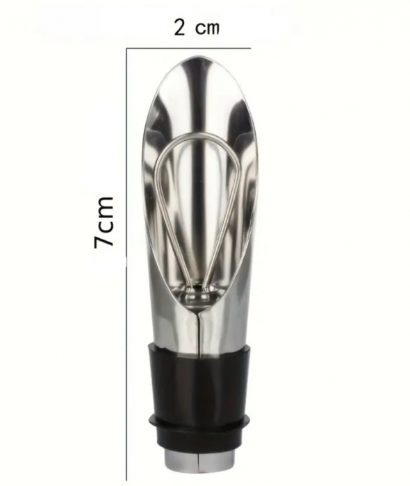 Set 2 dopuri metalice pentru sticlele de vin, permite servirea bauturii, 7x2 cm [3]