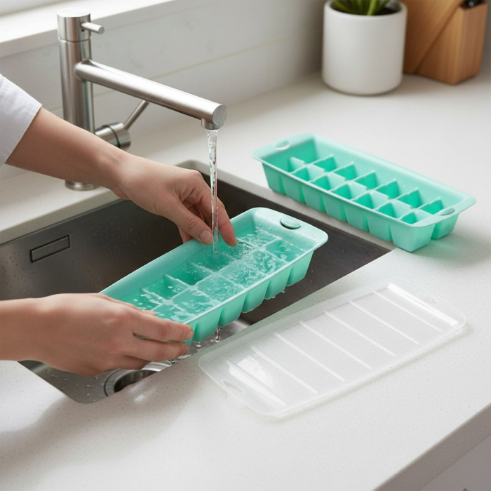 Set 2 forme cu capac, pentru 14 cuburi de gheata, 30x14x5 cm [2]