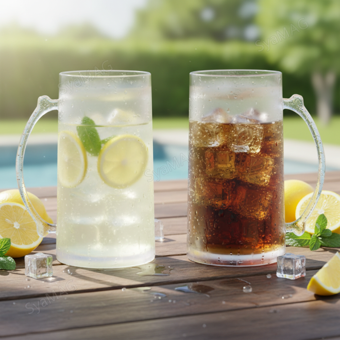 Set 2 halbe, pentru congelator, pereti dublii cu lichid, mentin bautura rece, 450 ml [2]