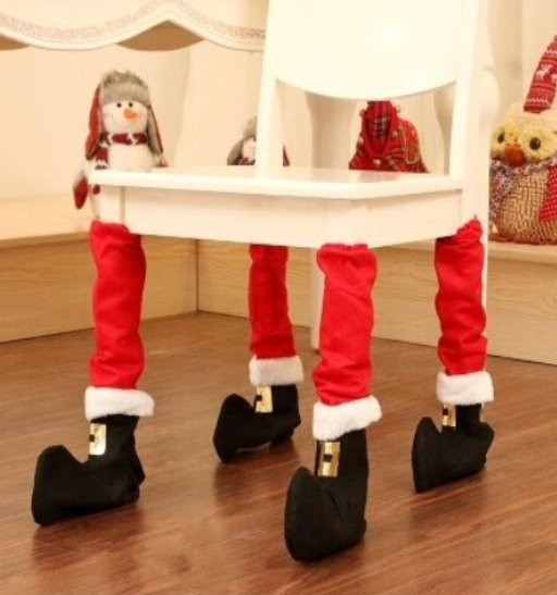 Set 2 huse decorative de Craciun, forma de bocanci, pentru picioare de scaun sau masa, 47x25 cm [3]