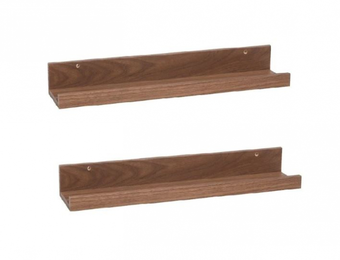 Set 2 polite maro, aspect de nuc, din MDF, feronerie inclusa, 55x12x7 cm [3]