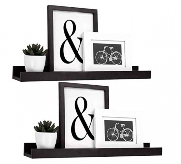 Set 2 polite perete MDF, negru, 55x12x7 cm [3]
