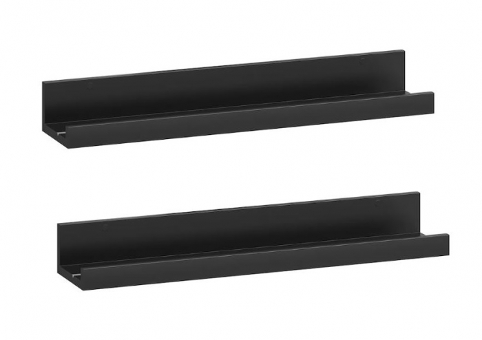 Set 2 polite perete MDF, negru, 55x12x7 cm [2]