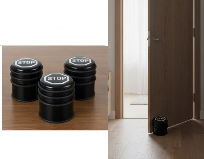 Set 3 opritoare metalice usa, 0.8 kg, baza anti alunecare, 8x7,5 cm, cu protectii din cauciuc [4]