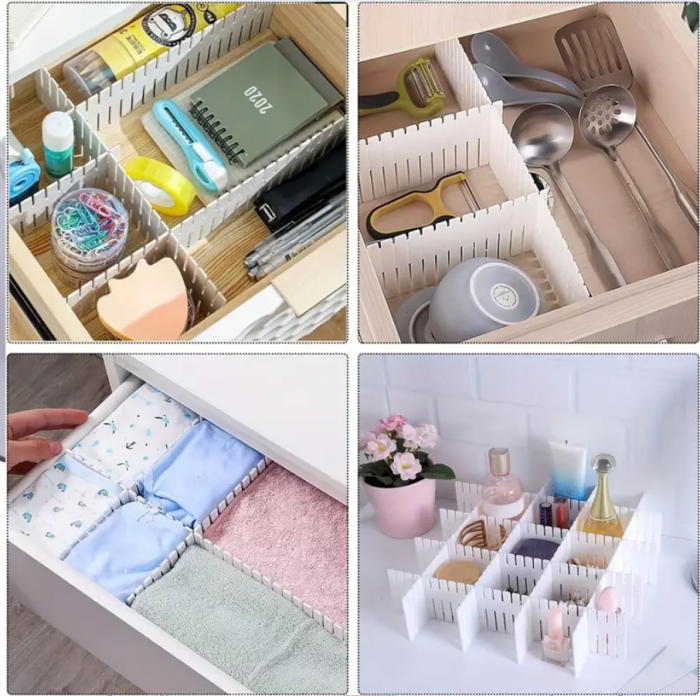 Set 3 organizatoare de sertare, albe, 49x14 cm [3]