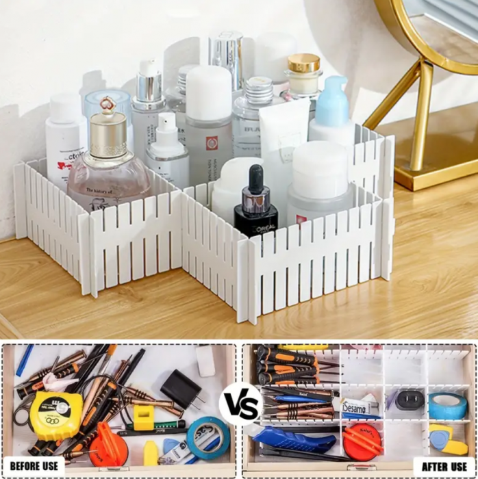 Set 3 organizatoare de sertare, albe, 49x14 cm [2]