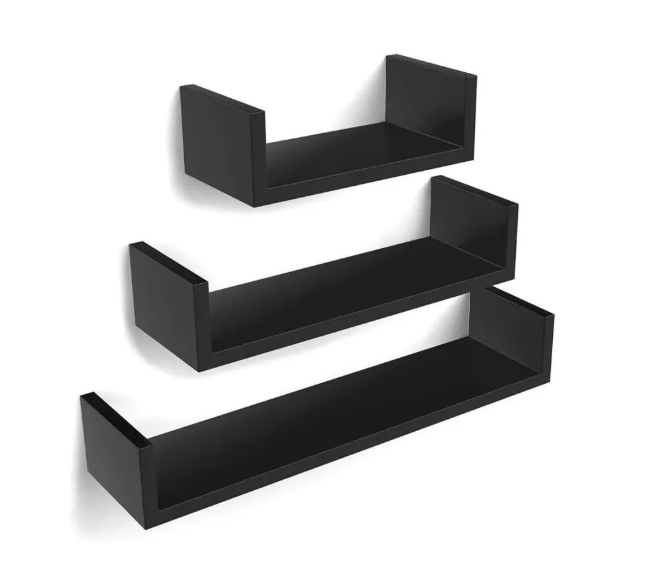 Set 3 polite decorative, forma U, dimensiuni diferite, negru [2]