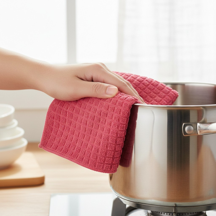 Set 3 prosoape de bucatarie, microfibra, multicolor (lila, verde, fucsia), 60x35 cm [3]