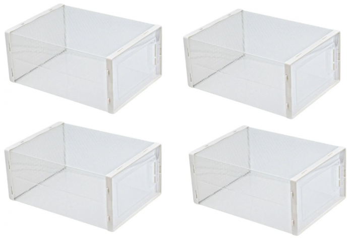 Set 4 cutii depozitare Incaltaminte, cu fereastra, plastic transparent, 33.4x23x14.5 cm [4]