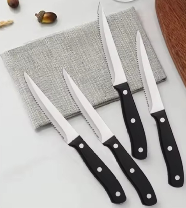 Set 4 cutite bucatarie, cu lama zimtata, otel inoxidabil, rezistente, potrivite pentru toate nevoile [1]