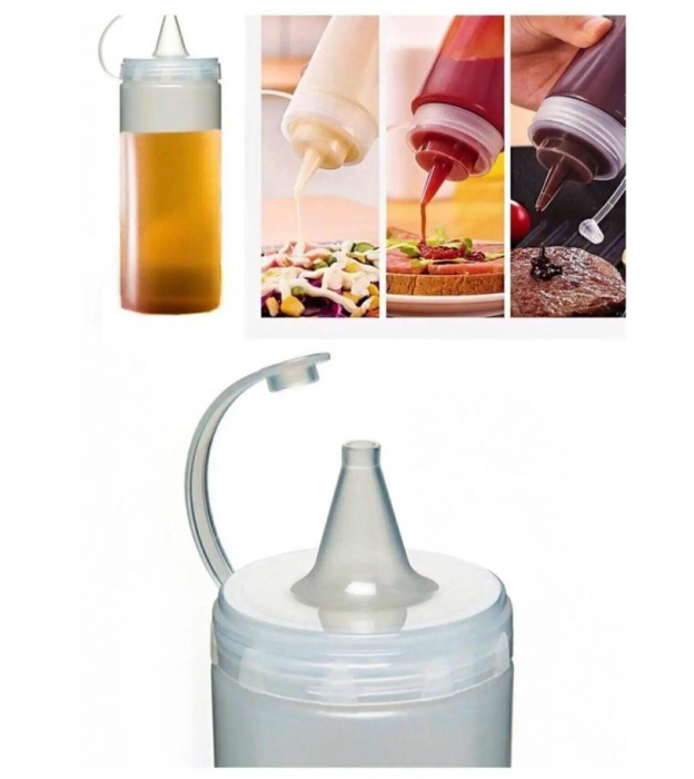 Set 4 dozatoare transparente, cu capac si dop, 700 ml, 26x7 cm [5]