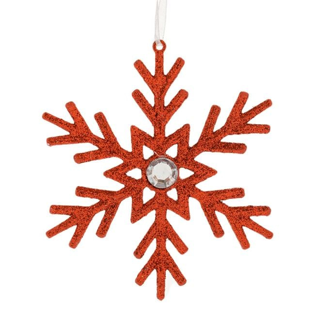 Set 4 globuri, fulg de nea, slipici rosu, 10 cm [2]