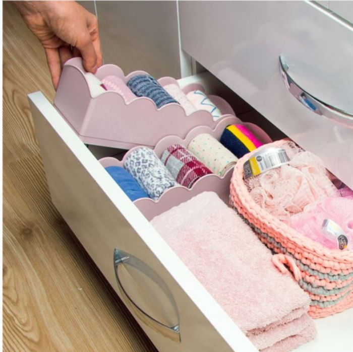 Set 4 organizatoare sertar, roz, 5 locuri, 23x10x7.5 cm [2]