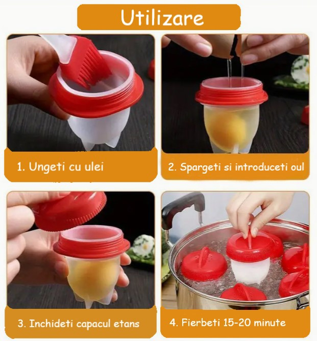 Set 4 recipiente pentru oua posate, silicon, 6x7 cm [2]