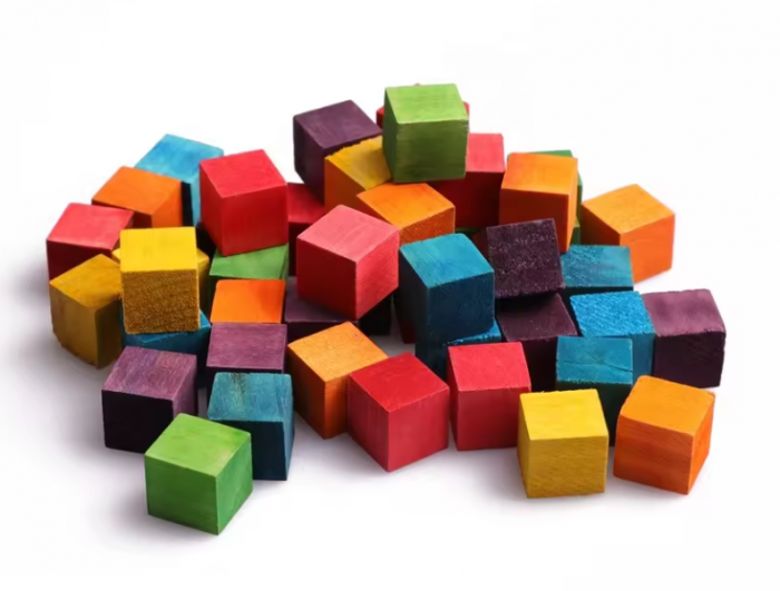 Set 49 cuburi colorate din lemn, 15x15x15 mm [4]