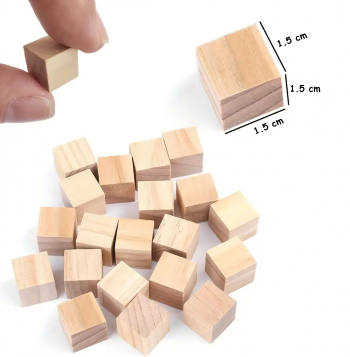 Set 49 cuburi din lemn, pentru creatii artistice, 1.5 cm [4]