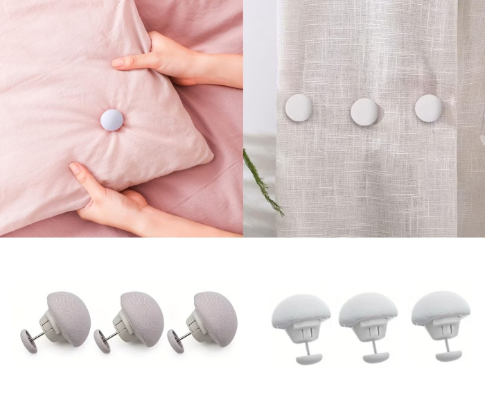 Set 6 buc clema tip pioneza, Ø2x3 cm pentru fixare plapuma, pilota, draperie, perdea, prosop; previne alunecarea articolelor de imbracaminte organizate pe umeras [3]