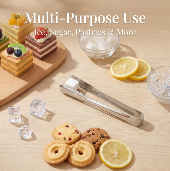 Set 6 buc cleste servire, metalic, utilizare Horeca, 16.5 cm, servire gheata, cuburi de zahar, felii de lamaie, cuburi de branza, fructe mici, mezeluri sau gustari mici [2]