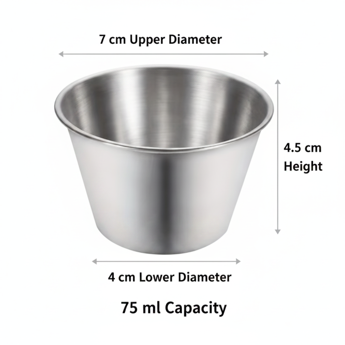 Set 6 buc recipient mic pentru sosuri, mustar sau ketchup, 75 ml, inox, utilizare Horeca, pentru restaurante, terase, fast-food-uri sau evenimente [2]