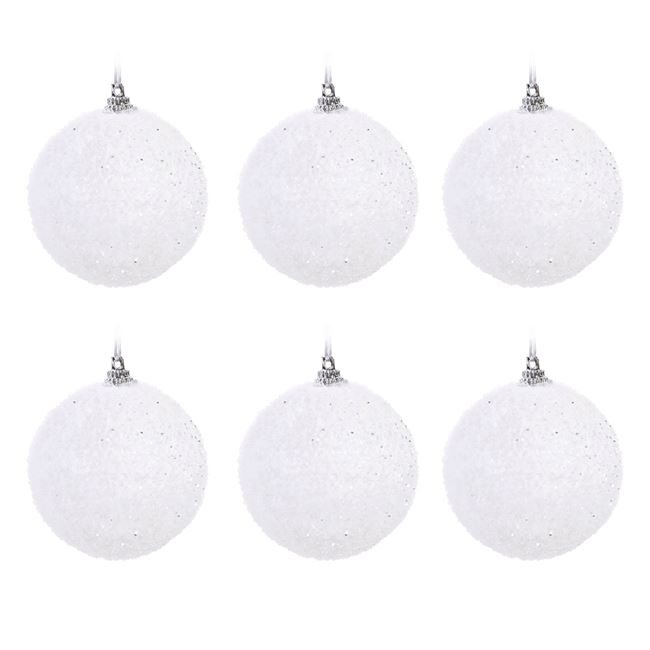 Set 6 globuri de craciun, albe irizate, 7 cm [1]