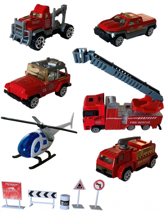 Set 6 vehicule metalice pompieri cu accesorii [3]