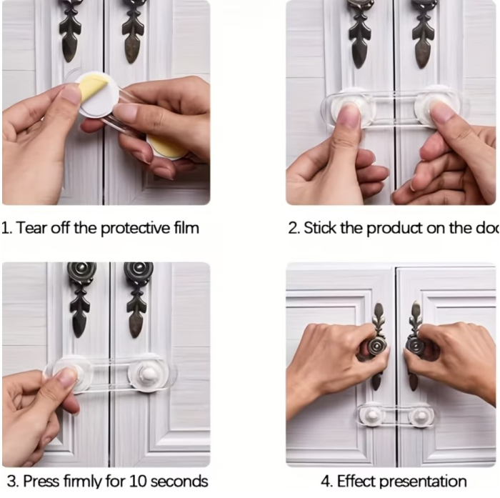 Set 7 sigurante pentru mobilier, fixare usi si sertare, 2 dimensiuni [3]