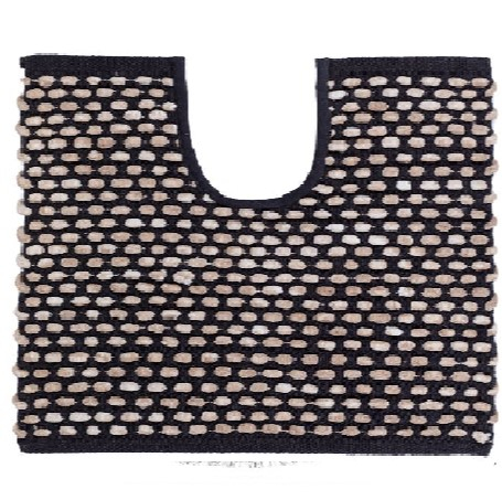 Set covorase de baie pufoase, model in relief, 80x50 cm, 50x45 cm, negru-bej [2]
