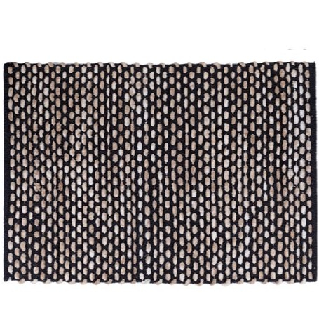 Set covorase de baie pufoase, model in relief, 80x50 cm, 50x45 cm, negru-bej [3]