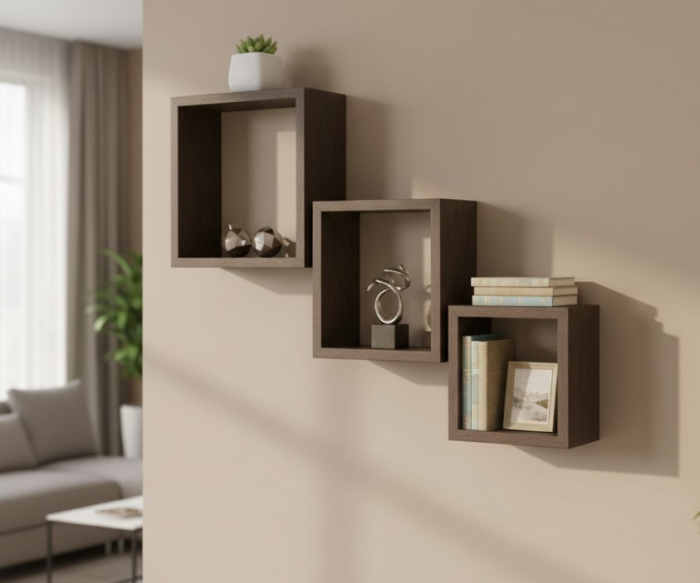 Set de 3 polite suspedate in forma de cub, wenge [4]