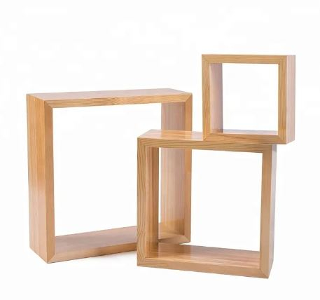 Set de 3 polite suspedate in forma de cub, stejar [6]