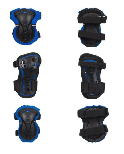Set de protectie, pentru copii, coate-genunchi, negru/albastru, 6 piese [2]