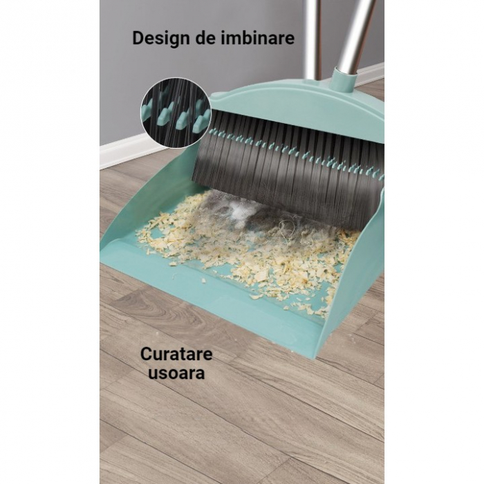 Set matura, faras cu coada si racleta silicon, plastic/otel, albastru deschis, 90 x 72 x 100 cm [5]