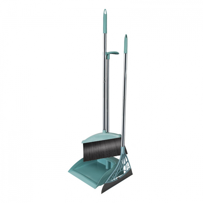 Set matura, faras cu coada si racleta silicon, plastic/otel, albastru deschis, 90 x 72 x 100 cm [2]